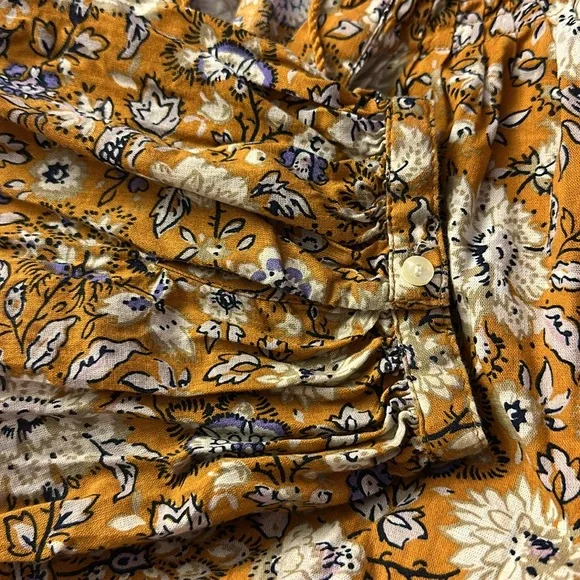 NWOT Old Navy yellow floral peasant split top blouse - Picture 6 of 10